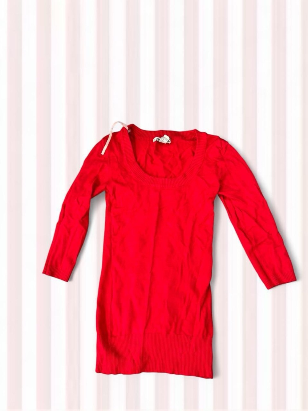 Forever 21 Red Scoop Neck Knit Sweater